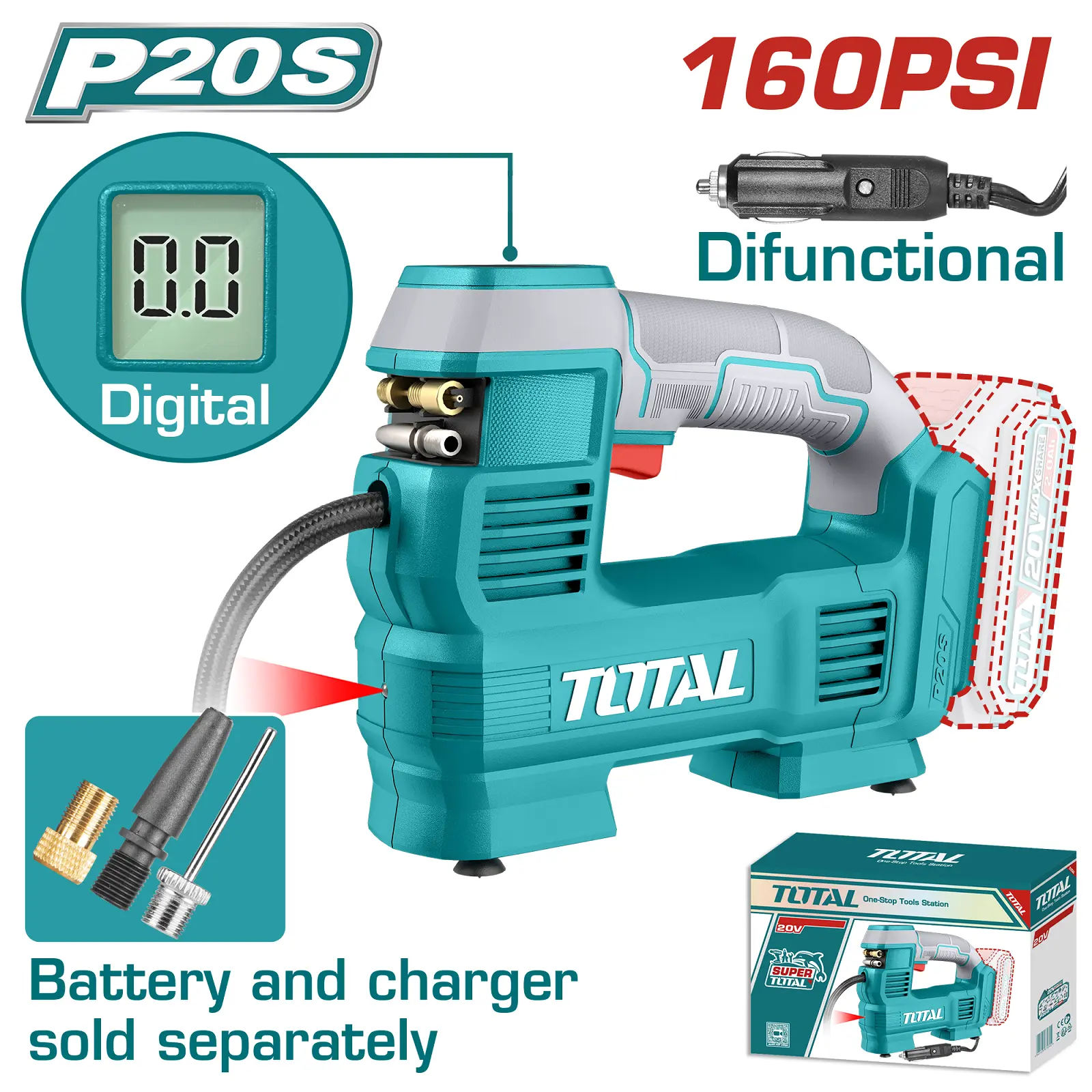 Cordless auto air compressor 20V TACLI2012