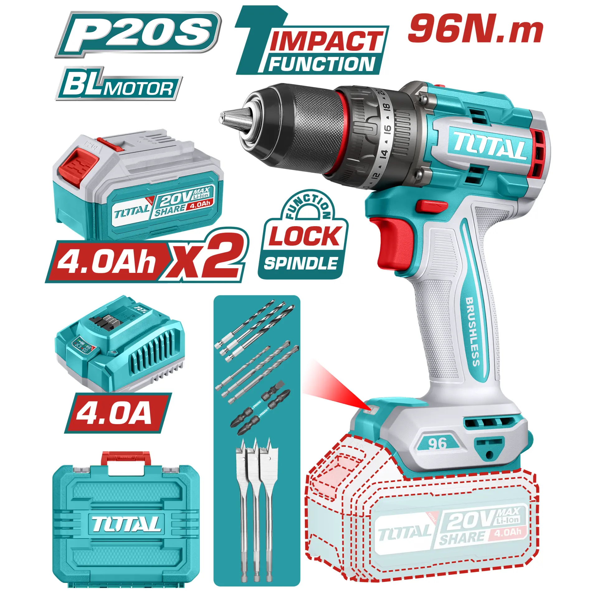 Brushless cordless impact drill 20V TIDLI20968