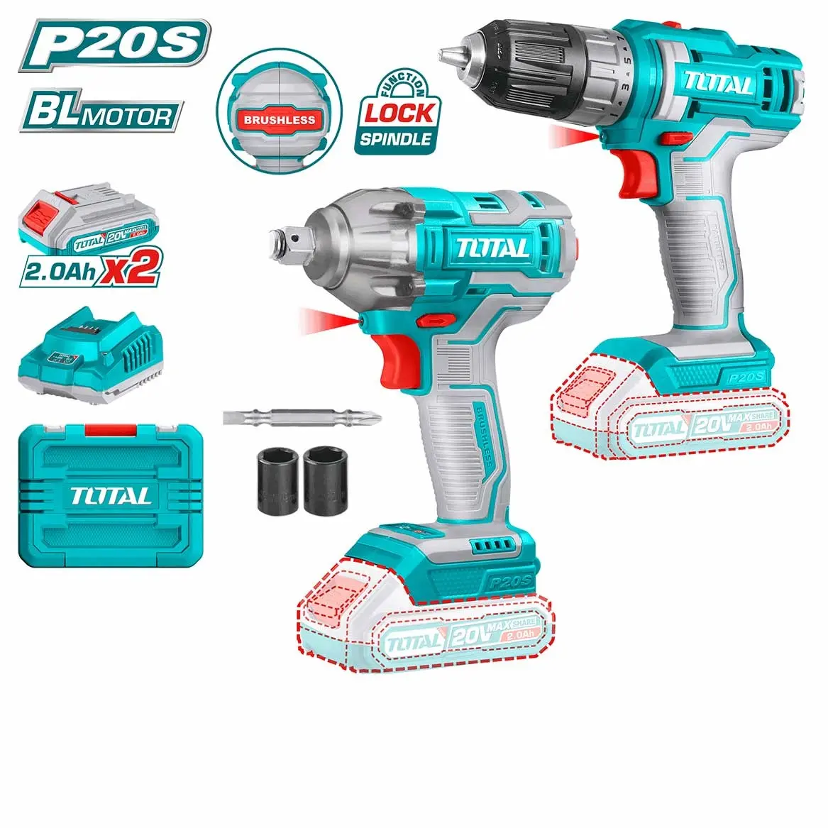 Cordless 2 pcs combo kit 20V TOSLI230702