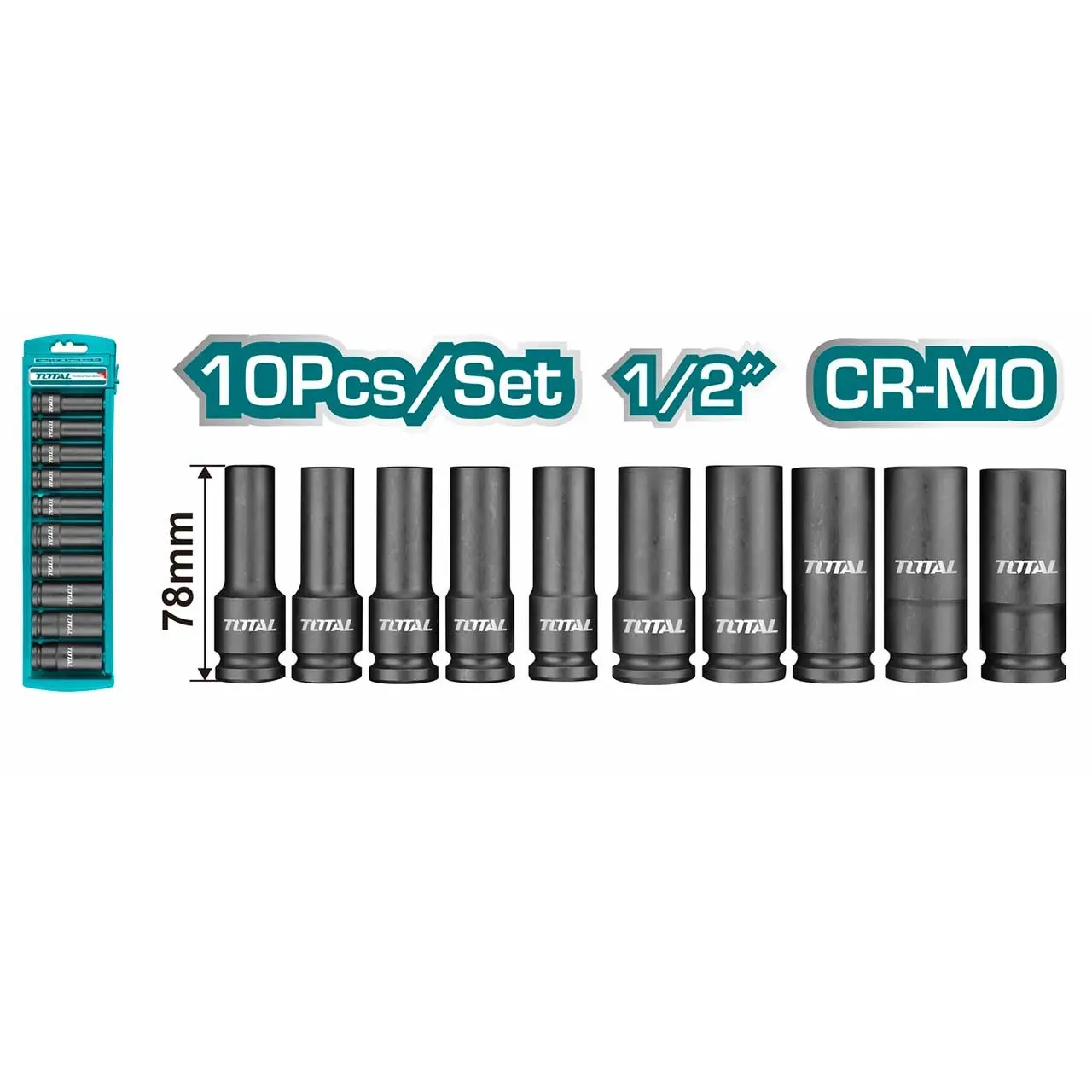 1/2" Deep impact socket 10PCS set THKISD12102L