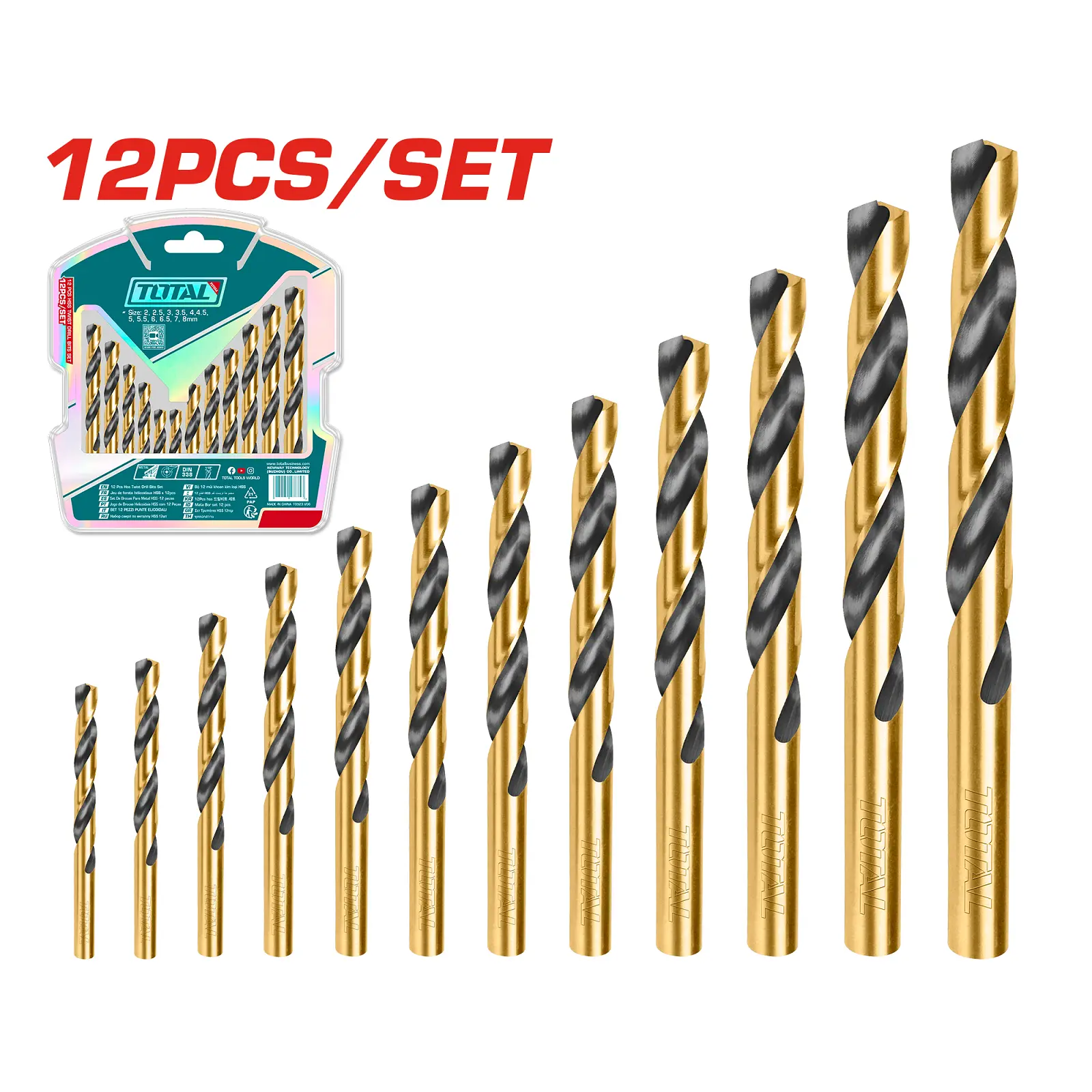 HSS twist drill bits 12pcs set TACSD0125