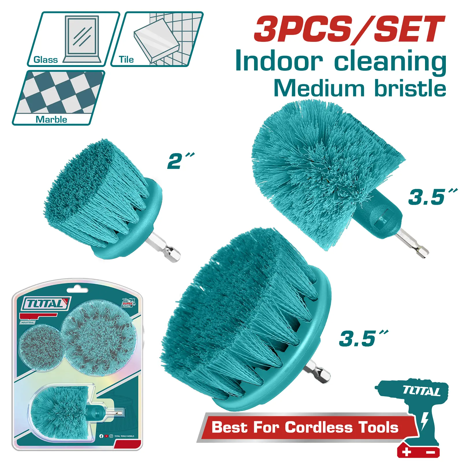 Medium bristle brush 3Pcs set TACM3001