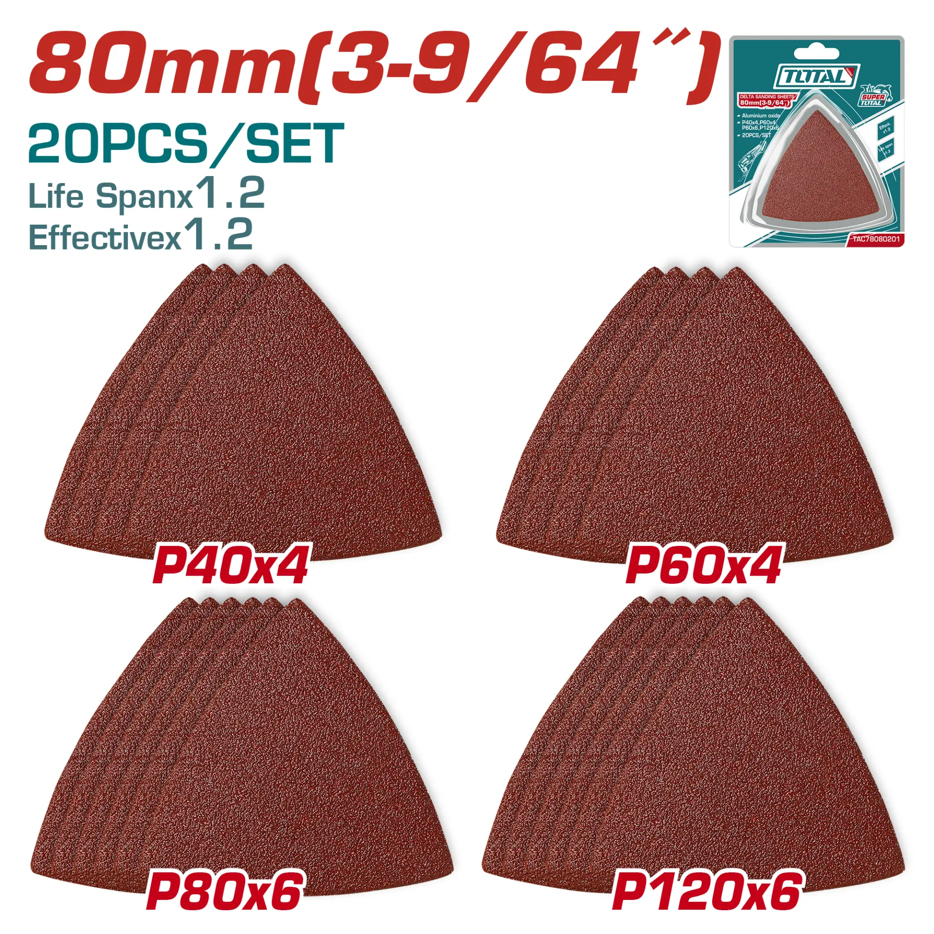 Delta sanding sheets 20pcs TAC78080201