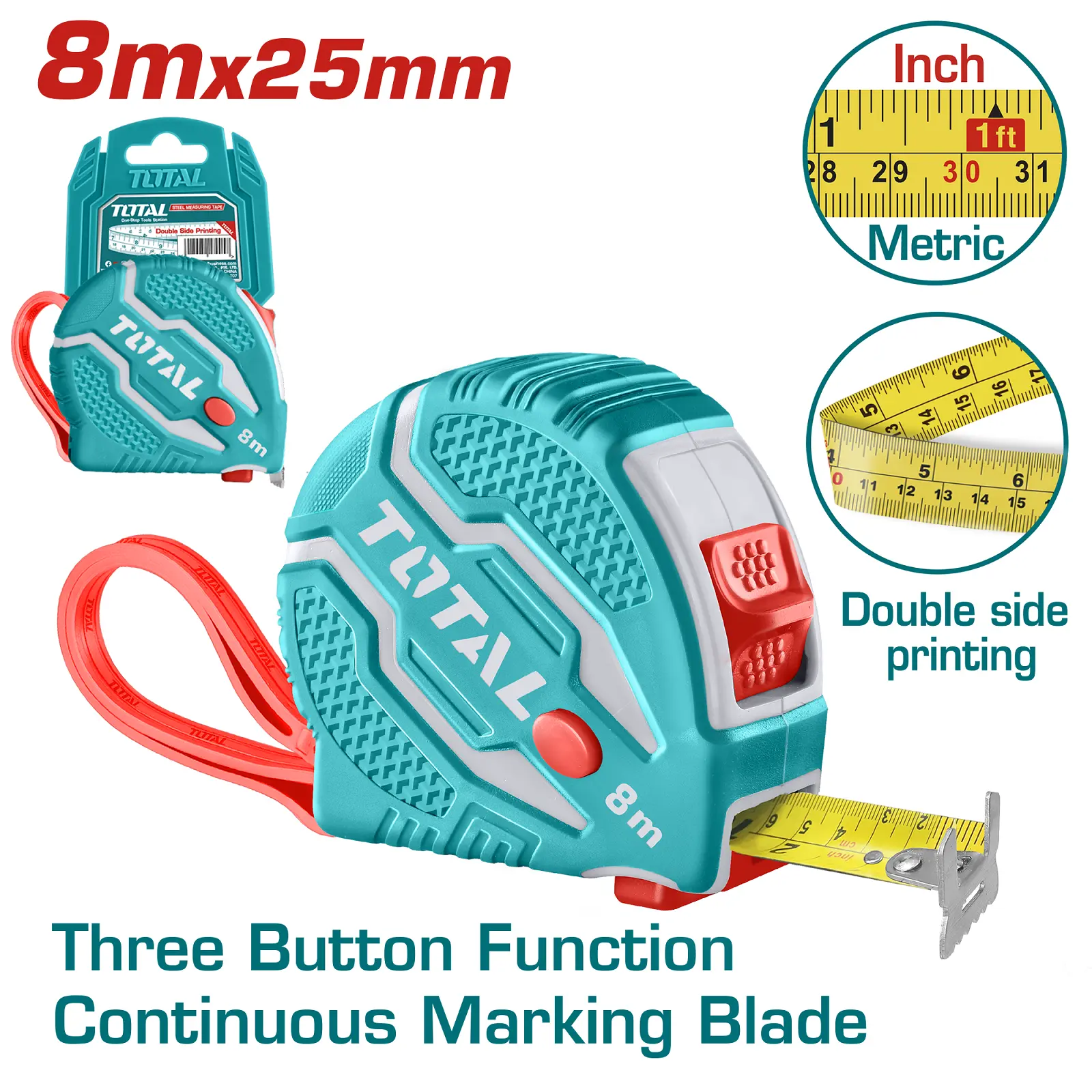 Steel measuring tape 8mtr TMT126081