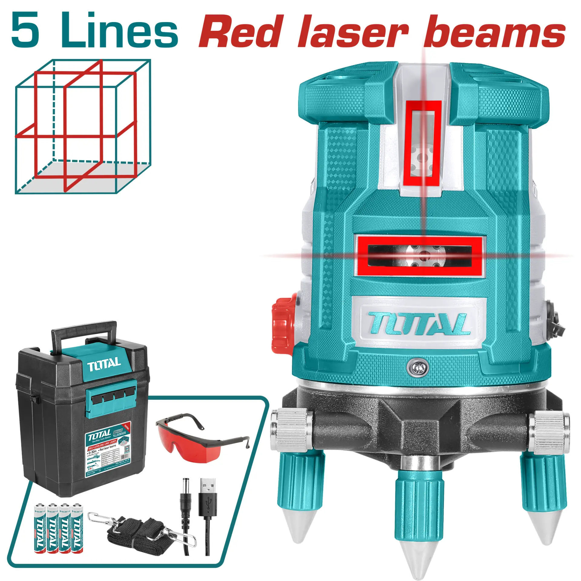 Self-leveling line laser(Red laser beams) 30mtr TLL306505