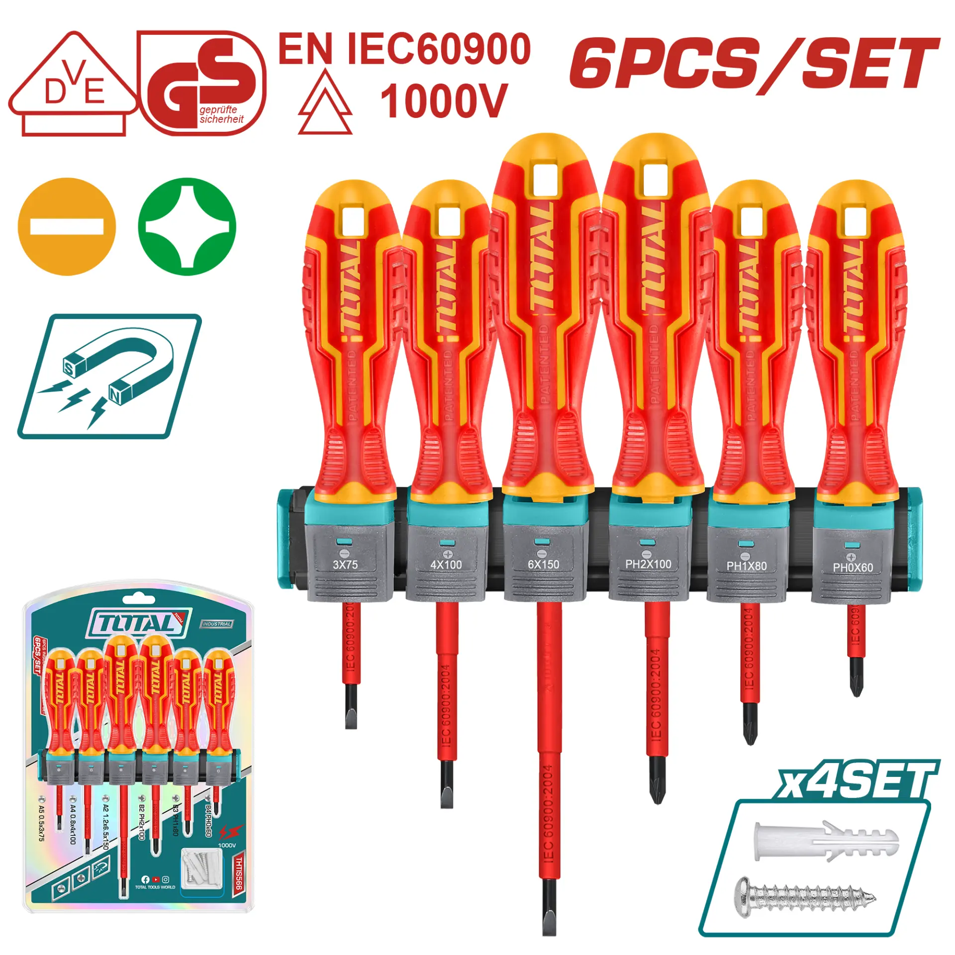 6 Pcs insulated screwdriver set THTIS566