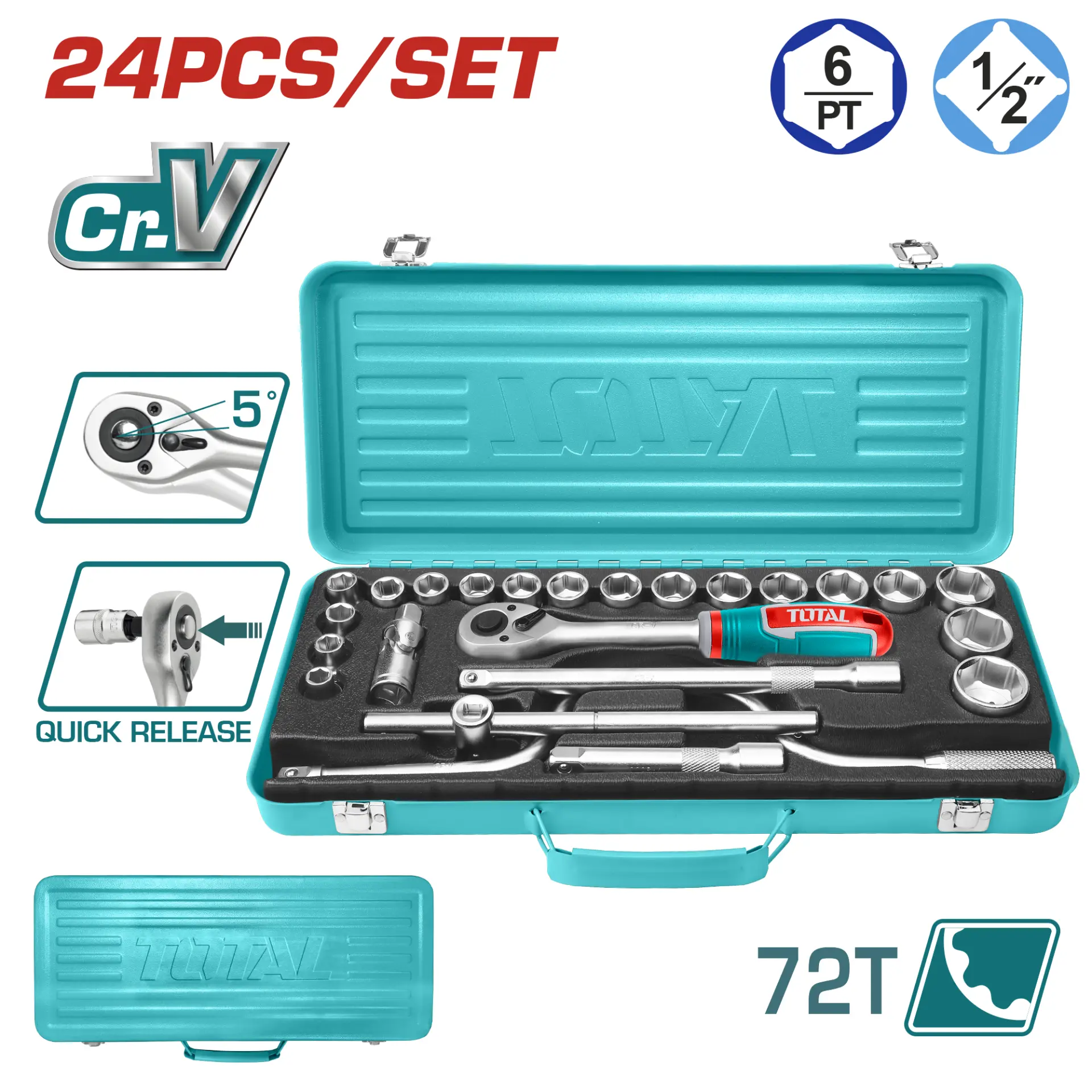 24 Pcs 1/2" socket set THT141253