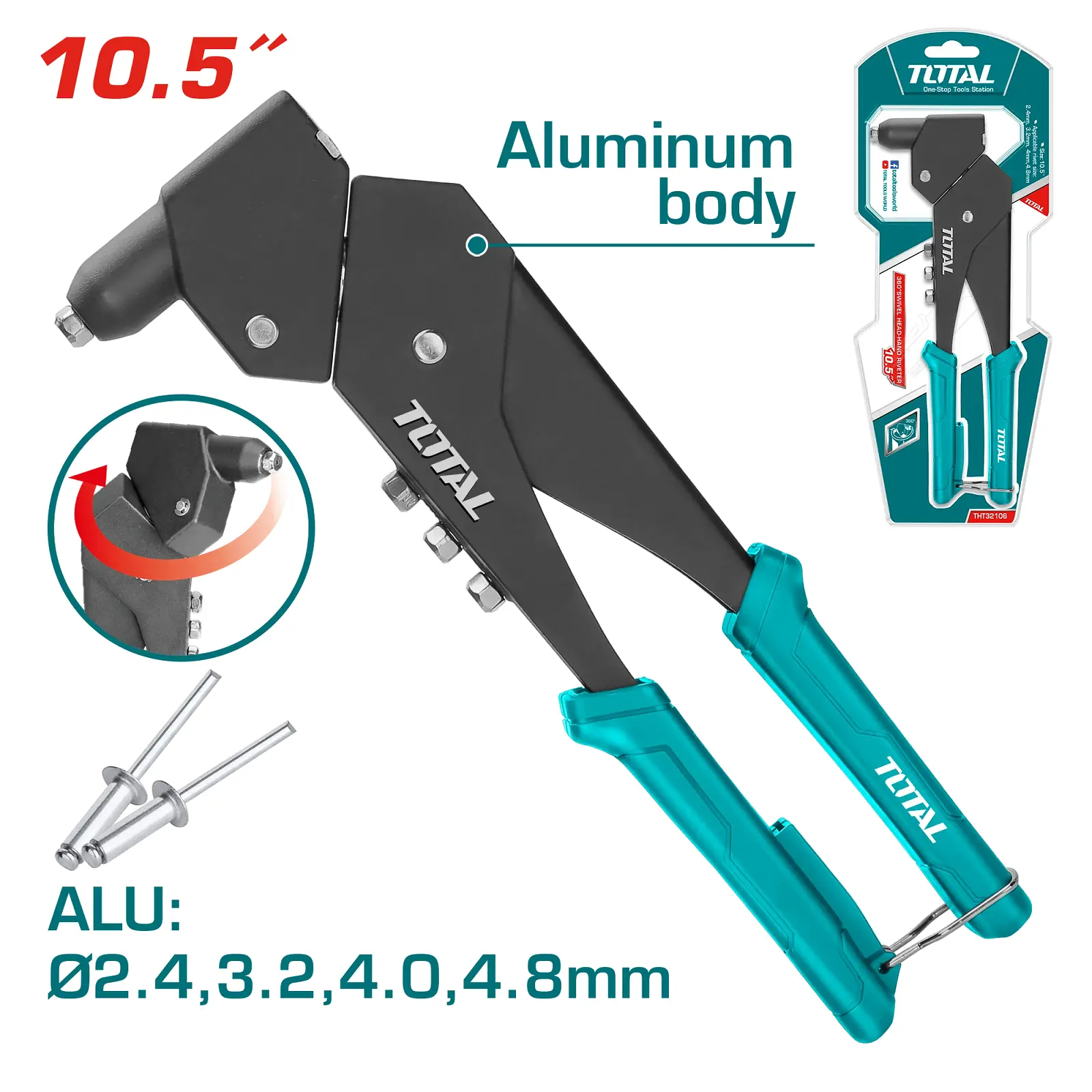 Swivel head 360°-hand Riveter THT32106